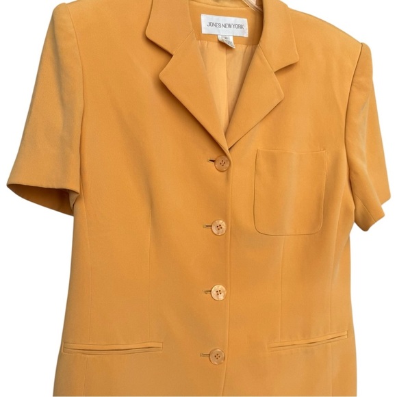 Vintage Silk Short Sleeve Blazer Size 10 Golden Yellow Minimalist 90s - Picture 3 of 7